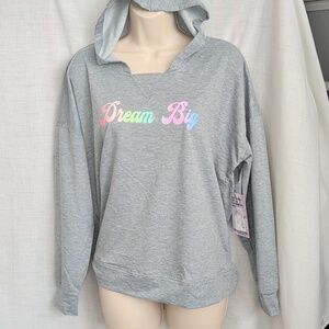 Hoodie 2X Gray Pullover Sweatshirt Lightweight Dream Big Graphic Shirt Plus New